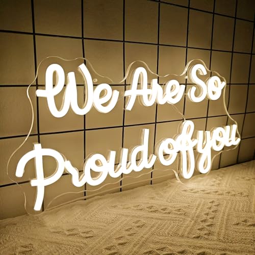 Image of We Are So Proud Of You Neon Sign Dimmable 2026 Graduation Decorations Led Wall Decor Graduation Party Light Up Sign Going Away Party Neon Lights Welcome Home Led Sign