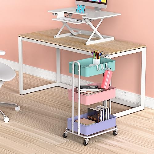 Image of Simple Houseware 3-Tier Heavy Duty Metal Utility Rolling Cart, Multicolor