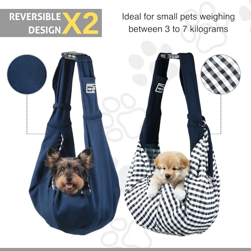 Dog Sling Carrier for Small Dogs & Cats - Reversible & Soft Pet Carrier, Adjustable Strap, Hands-Free Puppy Carrier for Dogs 0-15 lbs, Lightweight & Comfortable Sling for Travel, Walking & Outdoors - Image 5
