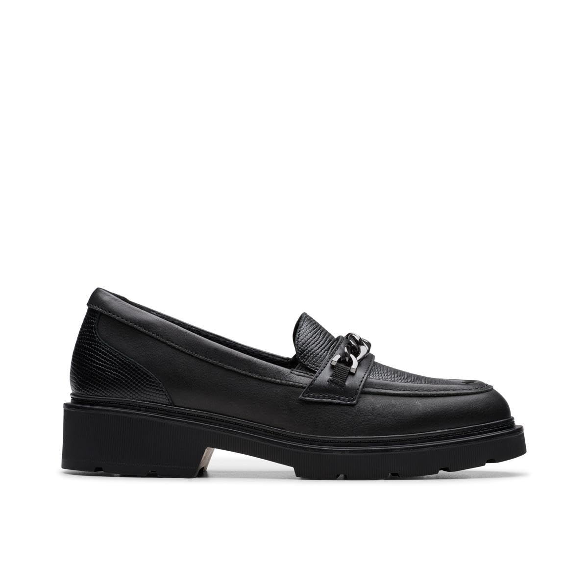 Clarks Eris Edge Y. Childrens Black Leather, 6.5