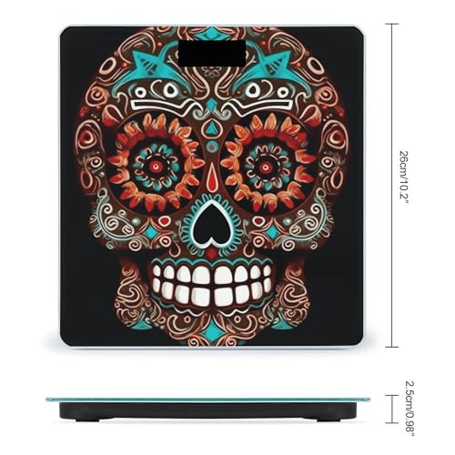 Báscula de vidrio templado para baño Sugar Skulls Day of the Dead miniatura 2