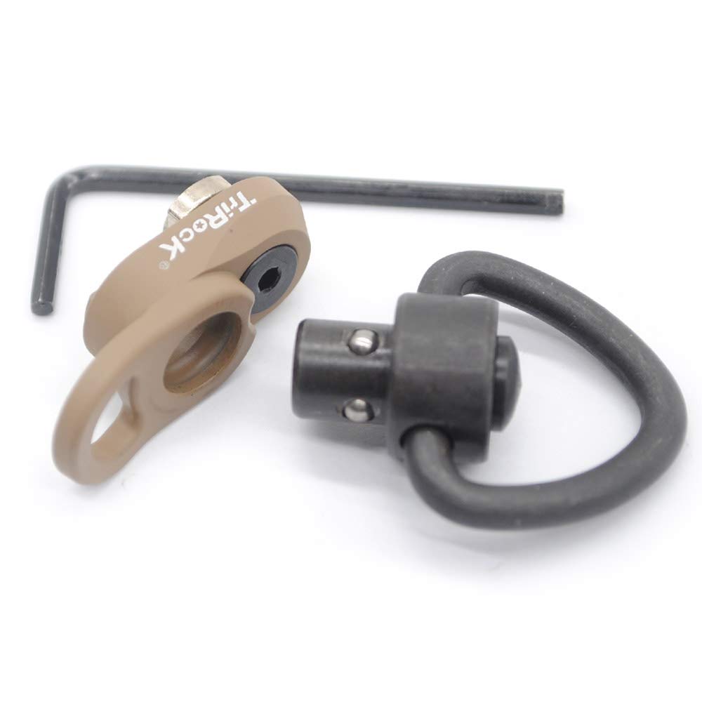 TRIROCK Sling Swivel Heart-Shape Loop with FDE color Push Button QD Base & Sling Mount with a Hole for Snap Clip Hook Spring