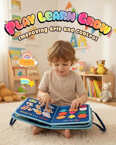 Image of Montessori Busy Board, 8-Page Sensory Activity Toy, Dinosaur
