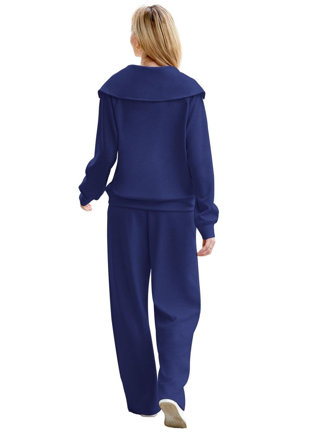 Set casual da donna in due pezzi per yoga, corsa, loungewear a maniche lunghe, felpa con mezza zip, top e pantaloni a gamba larga, abbigliamento da casa a maniche lunghe