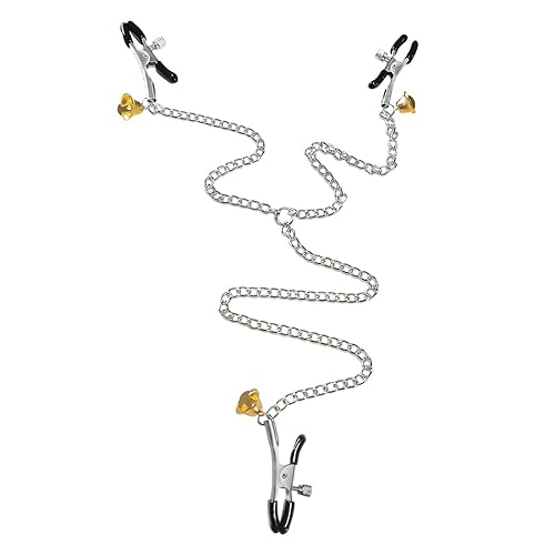 Nipple Clamps,Nipple Clamps for Pulling,Adjustable Nipple Clamp for Women and Men, Metal Nipple Clips Non Piercing,Nipple Clamps with Chain for Nipple Decoration,Nipple Clip with Bell (Silver Chain)