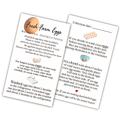 Fresh Farm Eggs Handling Instructions, Fresh Egg Care Card, Egg Handling Instructions For Farm Fresh Eggs, Colored Egg Design Card, 50 Pack 2 X 3.5" Inches Business Card Size #TOP6