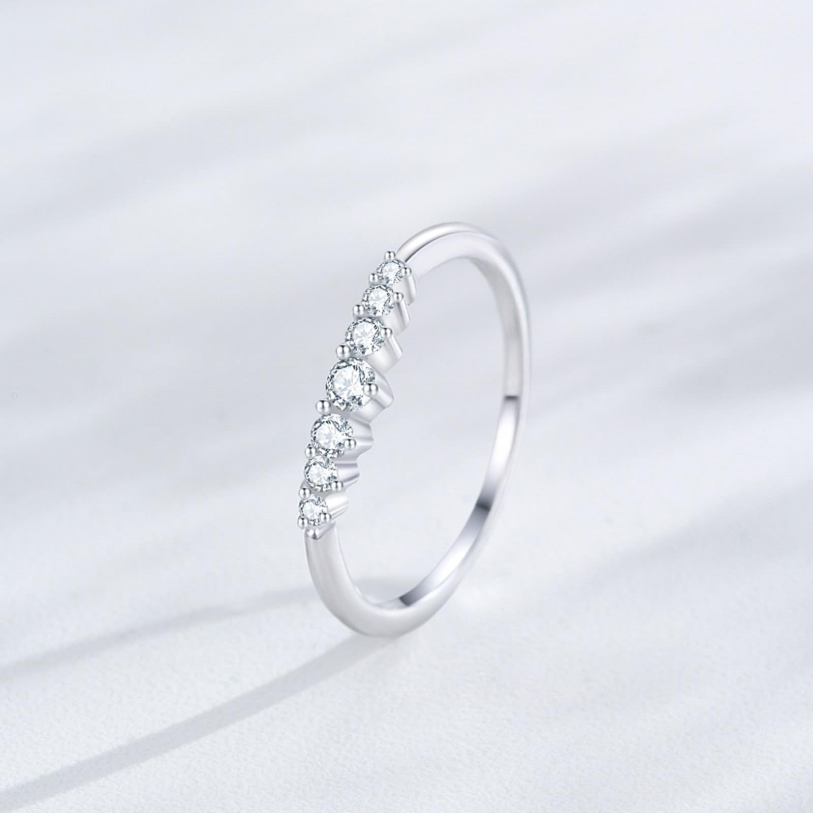 KnSam Anillo de oro blanco de 9 K/14 K/18 K, oro auténtico, anillo apilable clásico de 3 garras con diamante, alianzas de boda blanco y oro Au 375/585/750, talla 47-65