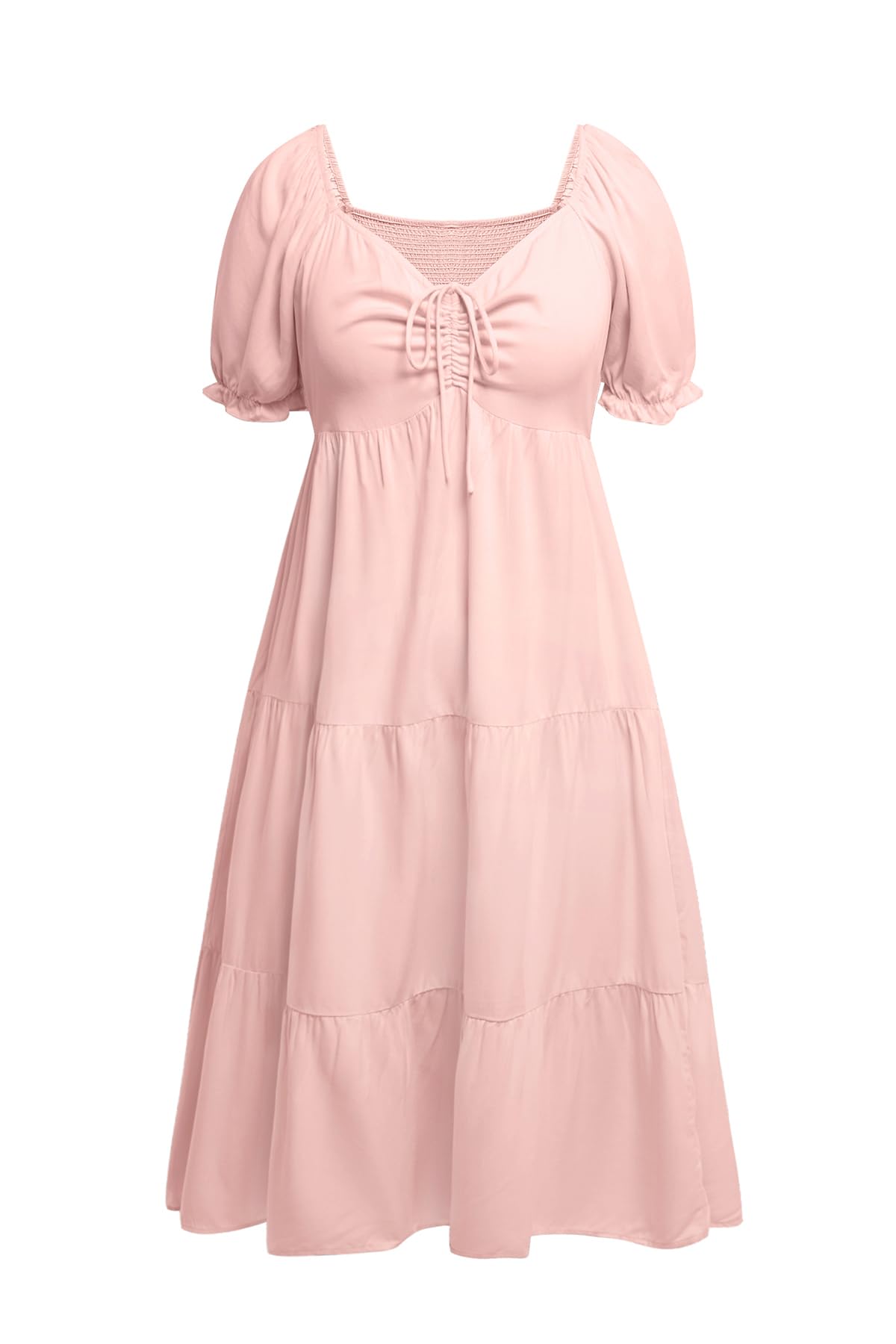 Photo 1 of Talisea Pink Dress Women Plus Size Pastel Easter Spring Summer Graduation College Teen Sweetheart Neckline Flowy Midi Dresses