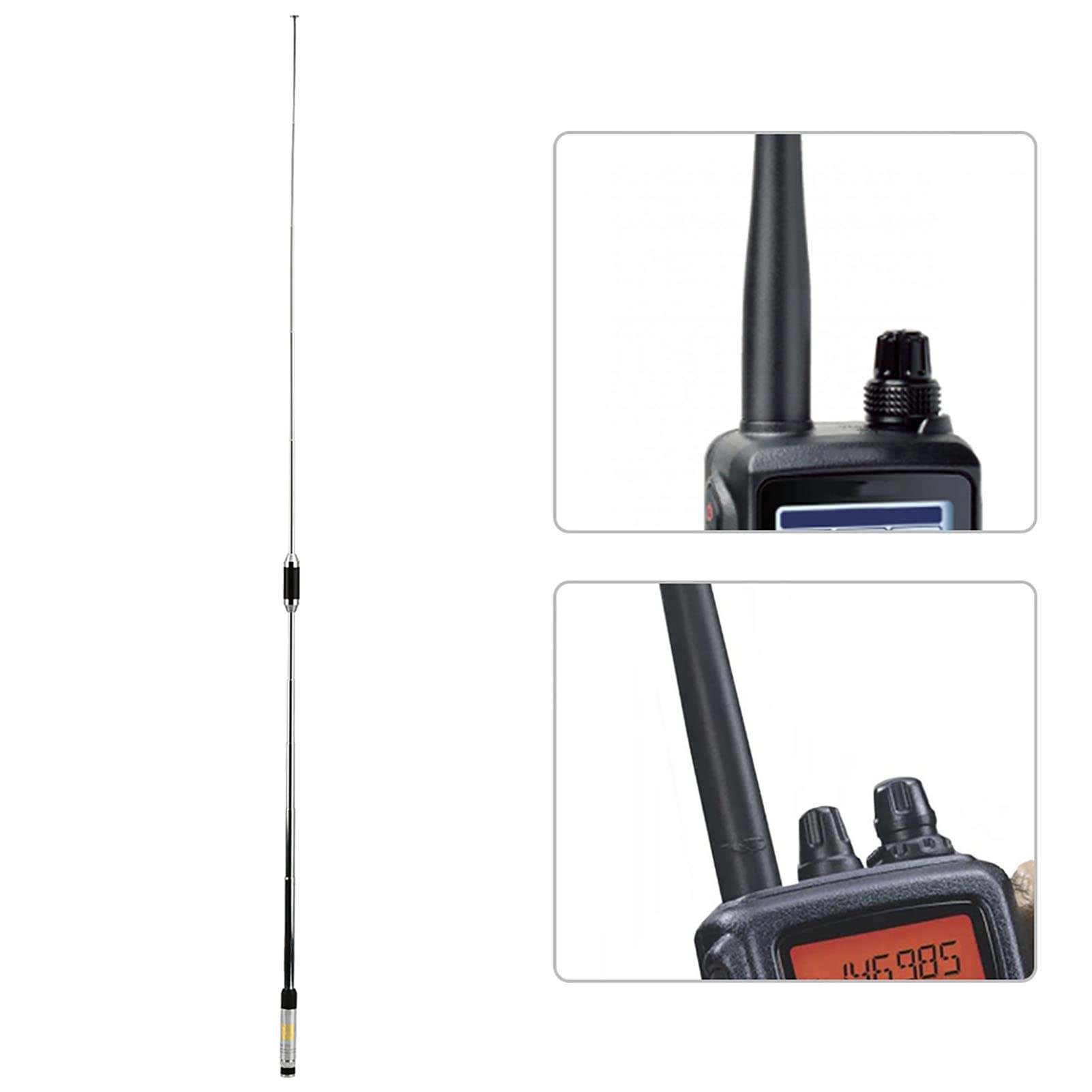 Antenne BNC Double Bande RH770 Antenne Extensible Antenne Radio Bidirectionnelle en Acier Inoxydable pour Talkies-Walkies