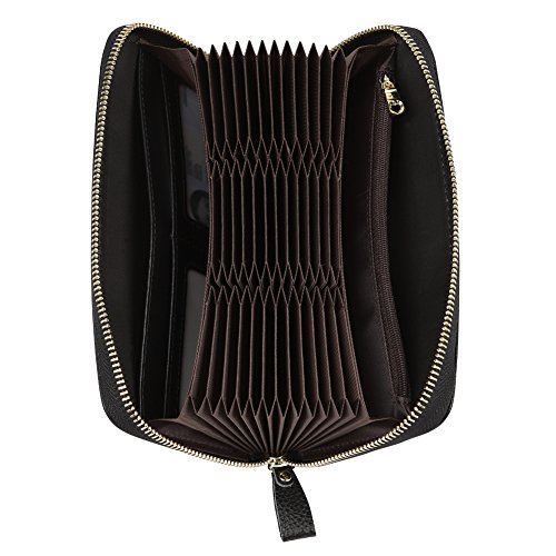 Women's RFID Blocking 36 Slots Card Holder Long Big Leather Zipper Wristlet Clutch Wallet3