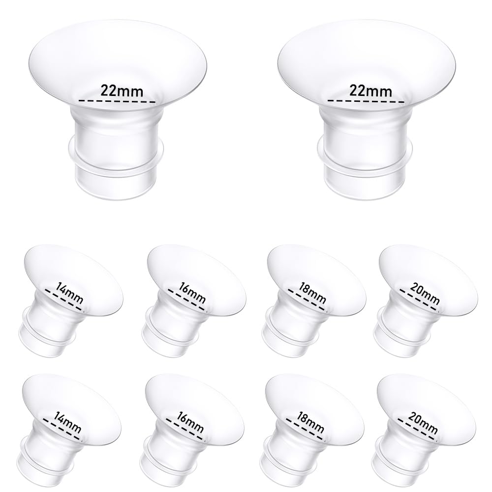 10PCS Breast Pump Flange Insert Kit - 14/16/18/20/22mm*2pc for Momcozy M5/M9/M6/S12 Pro/V1 pro/V2 pro, for Spectra/Eufy/Medela/Elvie/Lansinoh Breast Pump