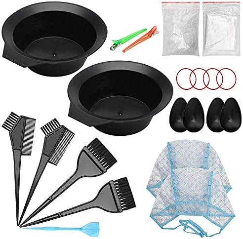 AHIER 23 Packs Hair Dye Coloring Kit, Include hair Dye Brush and Bowl Set, Hair Highlight Cap Kit, Ear Cover, Gloves, Shawl, Shower Cap for DIY Salon Hair Coloring Dye Tools