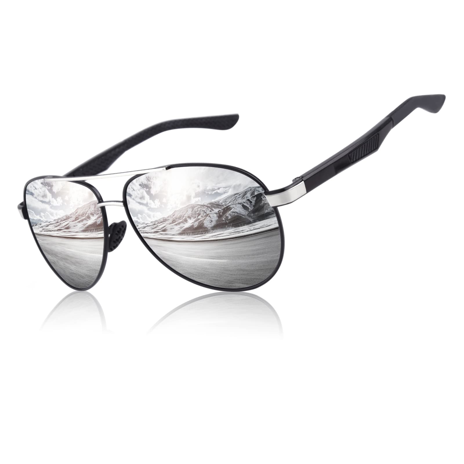 CGID GA61 Prima de aleación Al-Mg Pilot gafas de sol polarizadas UV400, bisagras de resorte duplicadas completas gafas de sol para Hombres Mujeres