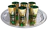 Glass Ware 6x Teegläser Marokko orientalische Teegläser gold-grün