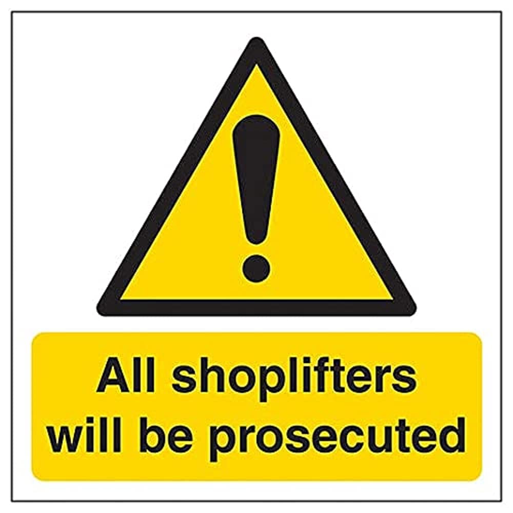 V Safety Shoplifters Will Be Prosecuted - 150mm x 150mm - Window Sticker