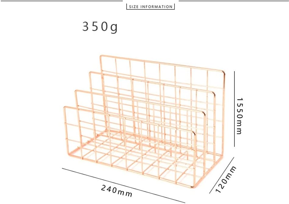 Plating Bookshelf Multifunctional Table Storage Rack Metal Multilayer Iron Desktop Bookends (Color : B Size : 240 * 120 * 155mm)