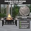 Fire Pit Set, Wood Burning Pit -Includes Screen, Cover and Log Poker- Great for Outdoor and Patio, 37” Marble Tile Rectangular Firepit by Pure Garden #2
