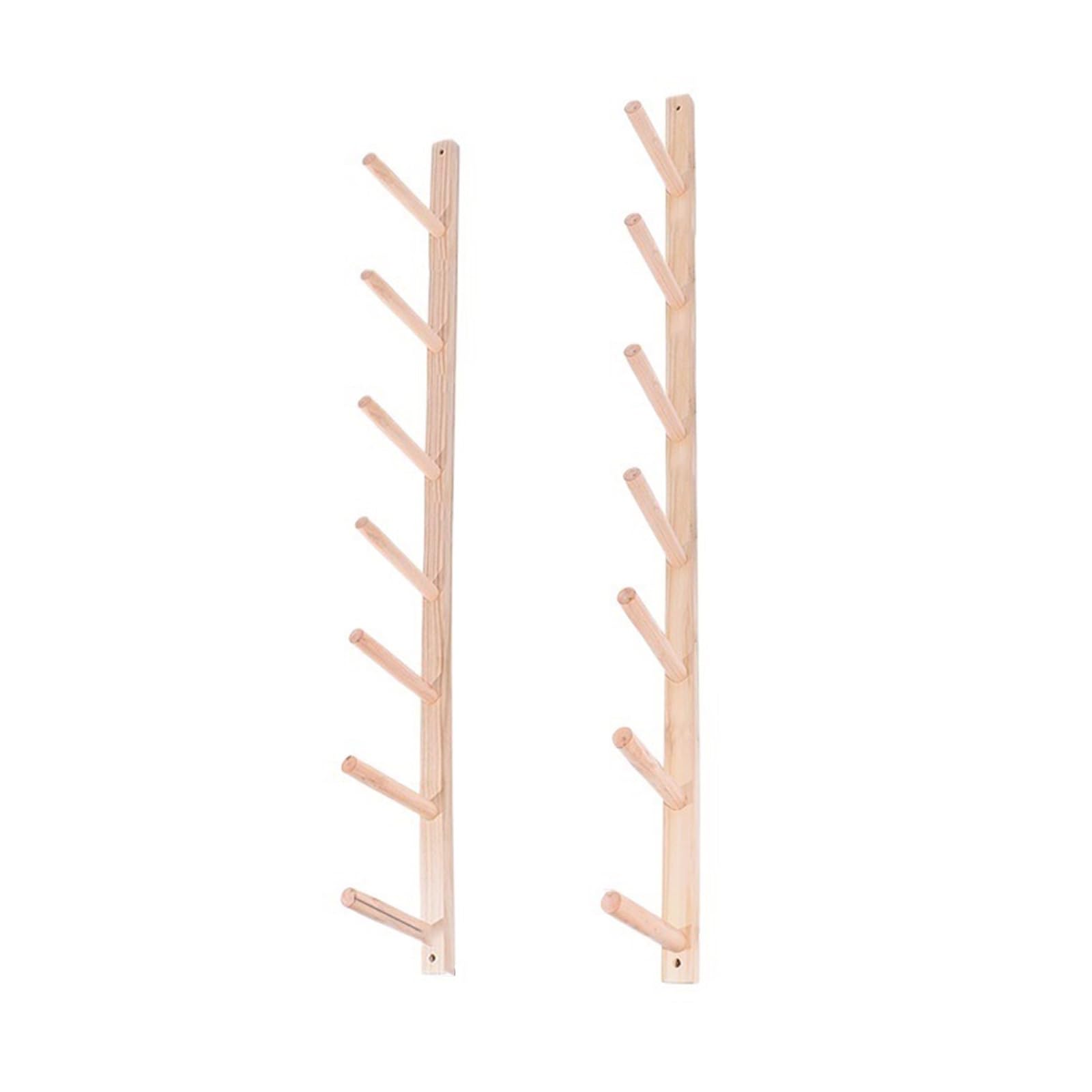 CGCSYZ Wooden Yoga Mat Rack, Wall Mounted Yoga Mat Holder, Large Gym Organization Shelf for Foam Roller, for Yoga Studio, Gym, Home, School (7)