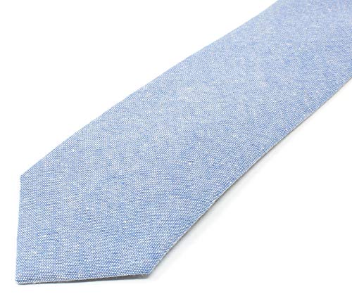 Image of Men's Chambray Cotton Skinny Necktie Tie Textured Distressed Style - 2.5 inch Width