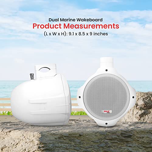 Pyle Waterproof Marine Wakeboard Tower Speakers - 6.5in Dual Subwoofer Speaker Set and 1” Tweeter with 200 Watt Power - 2-way Boat Audio Stereo System with Mounting Bracket - 1 Pair - PLMRW65 (White) by Pyle - Used condition - Image 2