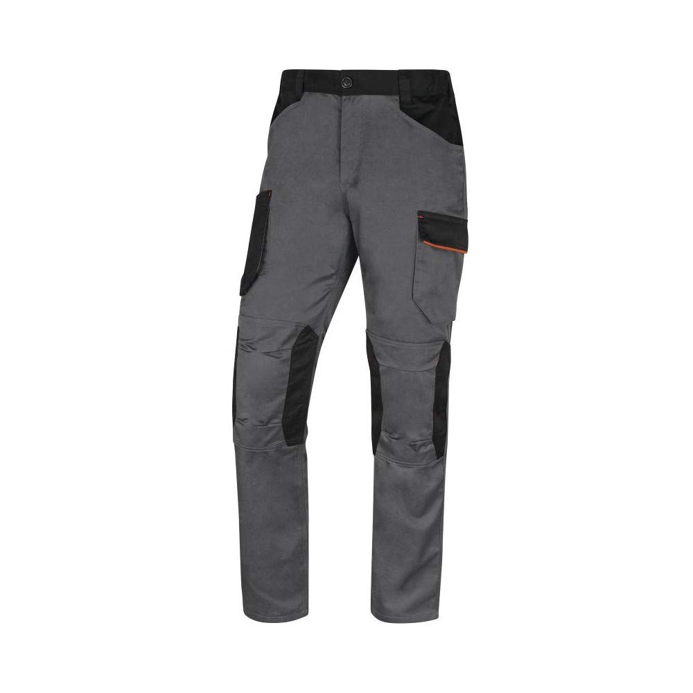 Delta Plus Pantalón de Trabajo Multibolsillos 65% poliéster 35% algodón 245gr Mach 2 Deltaplus M2PA3, Gris-Naranja, XXL