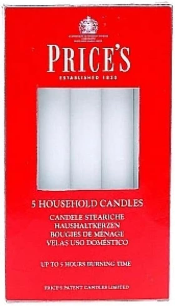 Price's - Household Candles - Pack of 5 - Unscented - 5 Hour Burn Time - Premium White Wax, 2 l x 2 w x 15 h centimeters - Image 3