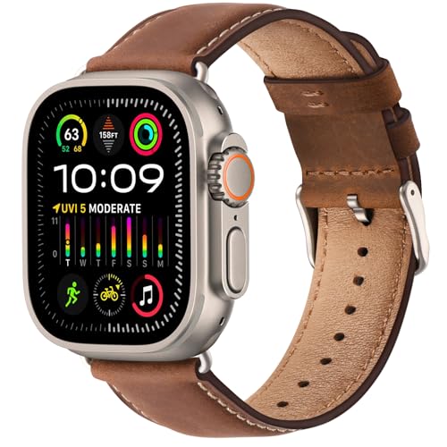 WFEAGL Correia para correia Apple Watch 38 mm 40 mm 42 mm 44 mm, correia de substituição de couro multicor para iWatch Serie 5 série 4/3/2/1, Vermelho/luz estelar, moderno