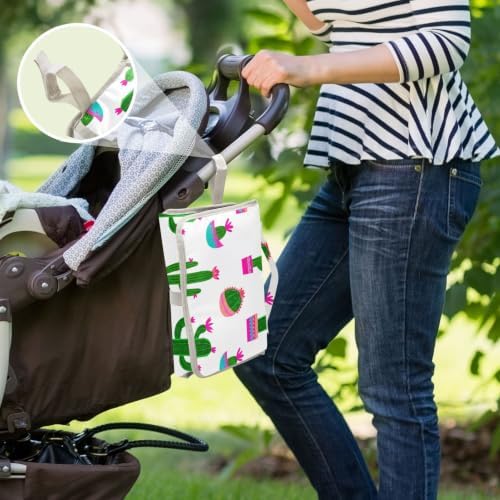 Grgvtei Various Green Cacti Portable Diaper Changing Pad, Waterproof Foldable Travel Baby Changing Mat with Built-in Pillow, Gift for Newborn Girl & Boy - 5