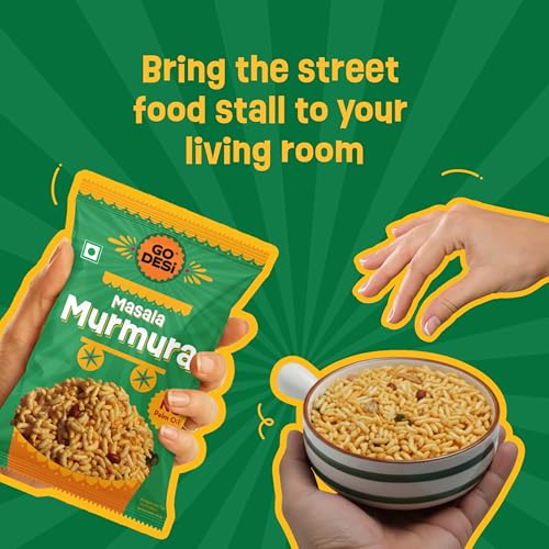 Image of GO DESi - Garlic Masala Murmura | No Palm Oil | Indian Snacks | Street Food | 100 gms | pack of 2