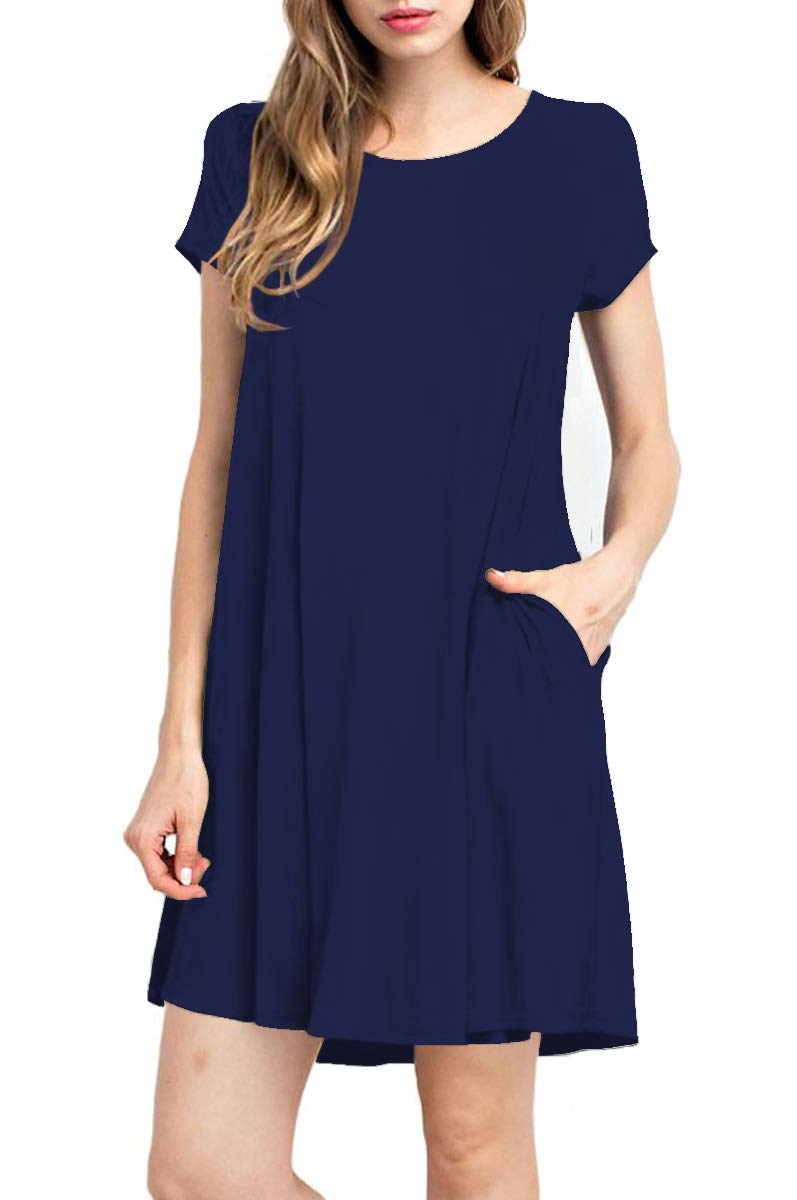 Women's Swing Loose T-Shirt Dress - Comfy Casual Flowy Tunic, Short Sleeve, Perfect For Spring & Summer - View #6