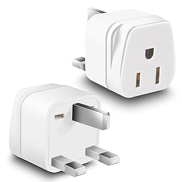 US to UK Plug Adapter, OFOAEEA 2 Pack Type G Travel Adaptor, UK Travel Plug Adapter, UK Power Adapter, Ireland Plug Adapter, for Scotland British London England Hong Kong Irish Ireland, White