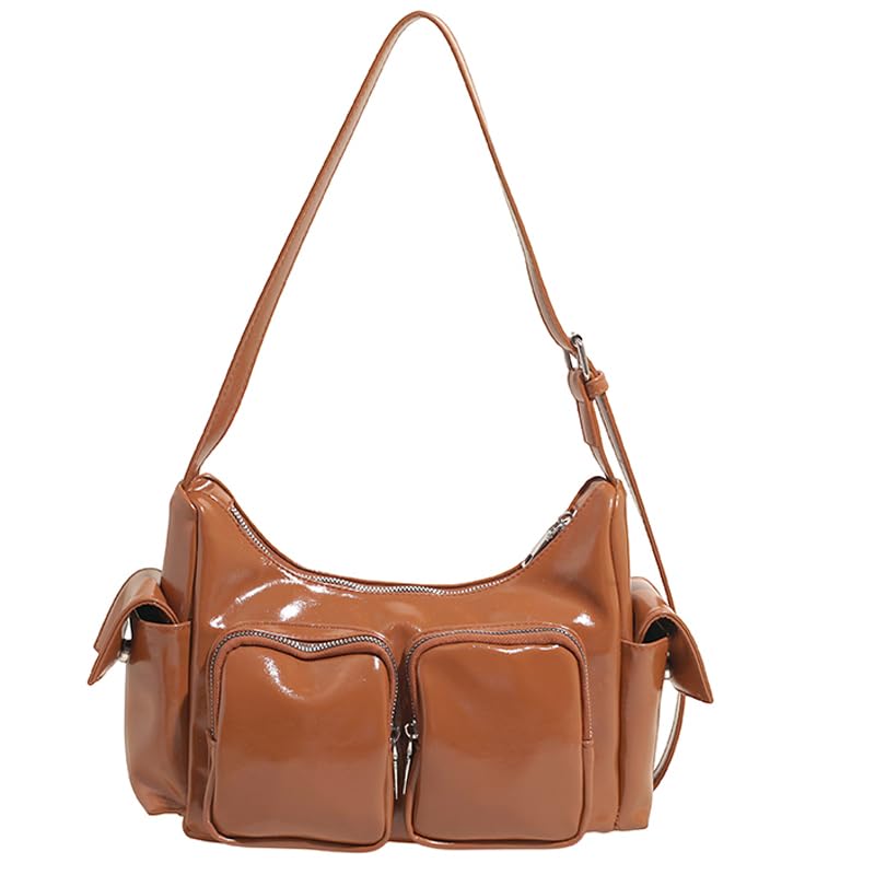 Women's PU Leather Shoulder Bag Multi-Pockets Casual Hobo Handbag Adjustable Strap for Everyday