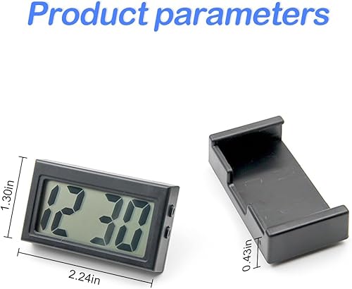 Miniatura 2 de Mini reloj digital para tablero de automóvil, funciona con pilas y pantalla LCD transparente, reloj digital pequeño con soporte autoadhesivo, reloj