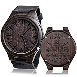 Fodiyaer Orologio in legno con incisione personalizzata, idea regalo per fidanzato, marito, fidanzato, uomo, testimone dello sposo, idea regalo per anniversario, Natale, compleanno, festa del papà
