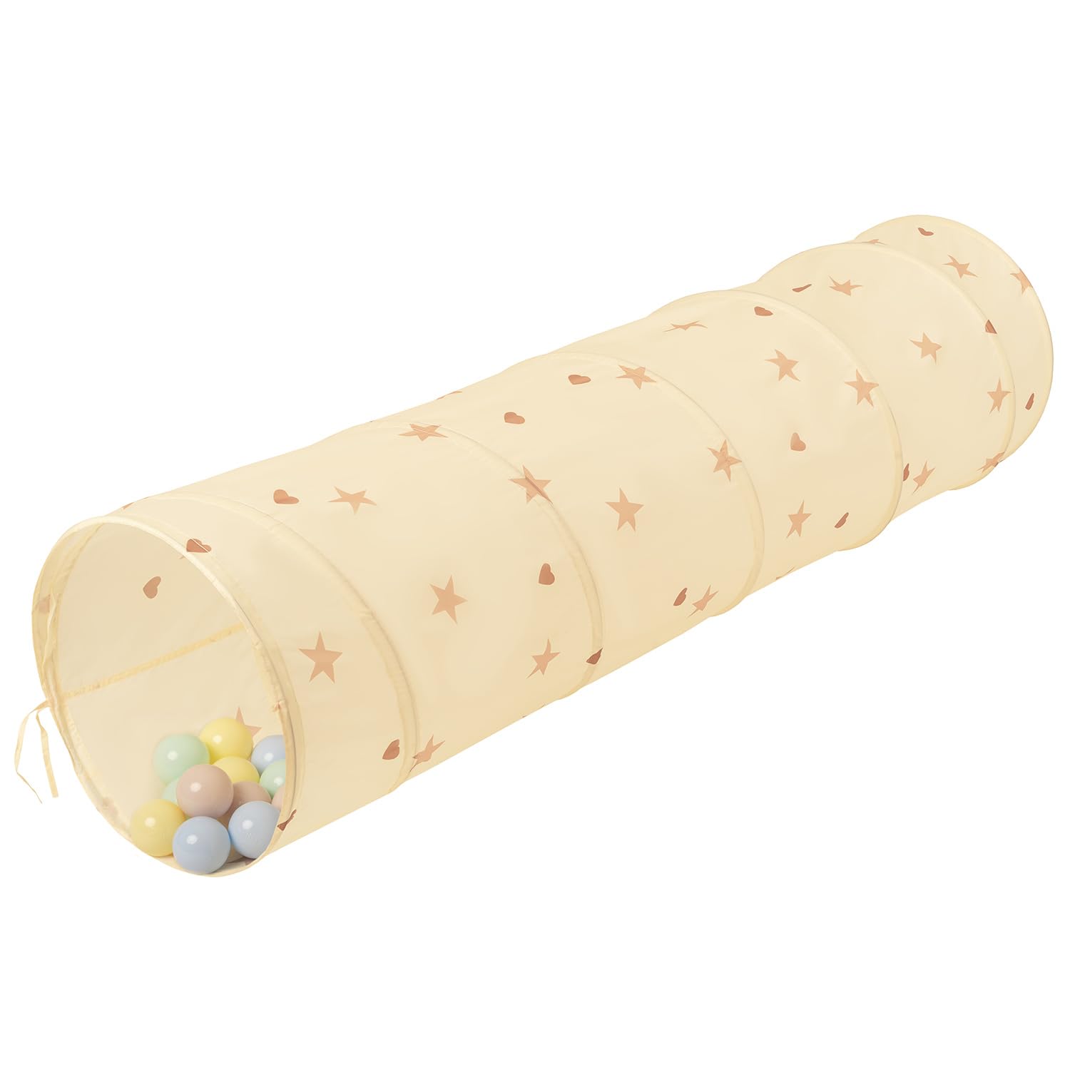 Selonis Túnel Plegable para Niños 180x46cm/200 Bolas Estructura Ligera Y Fácil De Montar Disponible para Interiores Y Exteriores, Beige Claro: Beige Pastel/Azul Pastel/Amarillo Pastel/Menta