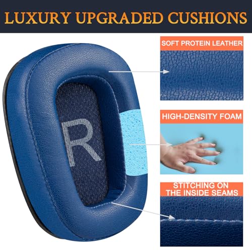 Image of SOULWIT Protein Leather Ear Pads Cushions Replacement for Logitech G35 G930 G933 G935 G633 G635 G533 G430 G431 G432 G433 Gaming Headset, Earpads for G332 G230 G231 G233 Headphones - Navy Blue