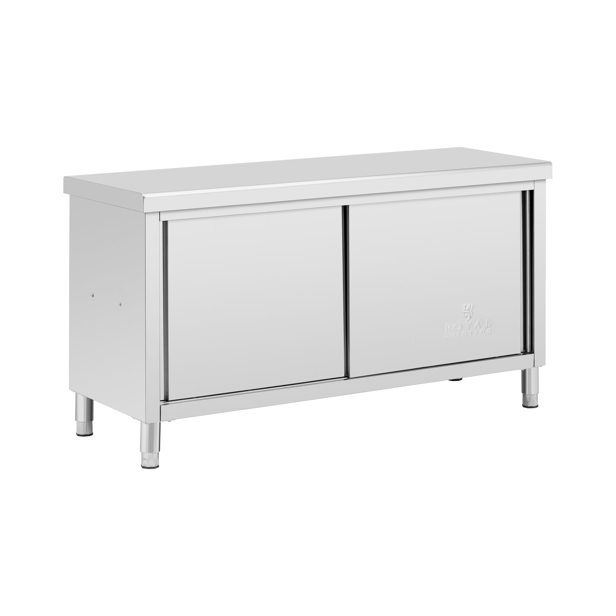 Royal Catering Eckschrank Aus Edelstahl – 90x90 Cm, Flügeltür, Aufkantung, Höhenverstellbare Füße – Für Gastronomie & Großküchen