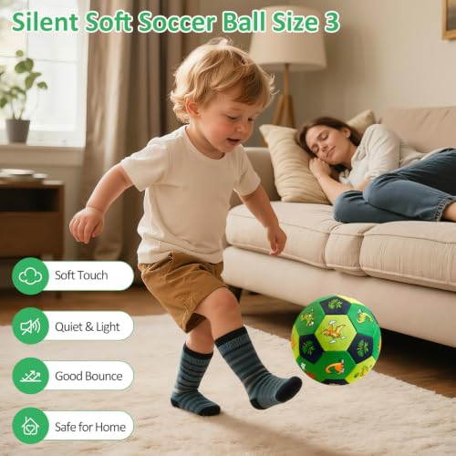 Image of Indoor Soccer Ball Size 3 Silent Soccer Balls with Pump | Soft Foam House Training Balls for Beginners, Lightweight Soccerball Soccer Balls Gifts for Home Practice