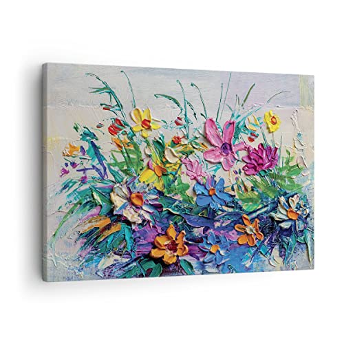 Quadro su Tela Fiori I Colori Impasto Stampe da Parete 70x50cm Quadri Moderni Soggiorno Camera da Letto Cucina 1 pezzo Piccoli Decorazione Murale Wall Art Canvas Grafica Immagini AA70x50-4521