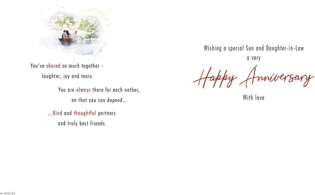Piccadilly Greetings Traditional Annivesary Card Son & Daughter in Law,Light Blue,9 x 6 inches