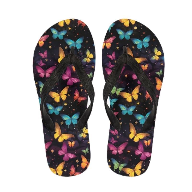 Women Geometry Flip Flop Sandal, Butterfly Sunflower Lightweight Thong Sandals Comfort Summer Beach Slippers