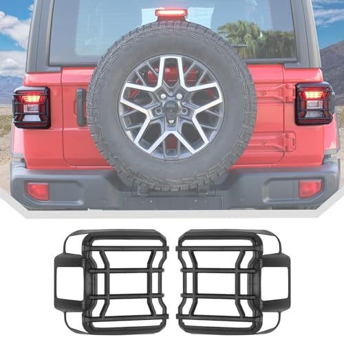 JeCar Tail Light Covers for Jeep Wrangler JL JLU 2018-2024 Black Taillight Guard Trim Accessories (Only fit LED Light)