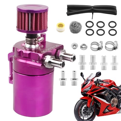 Oil Catch Can Tank Kit | 300ml Baffled Reservoir Tank Kit with Breather Filter - Aluminum Catcher Tank Reservoir, Car Accessories for Motorcycles