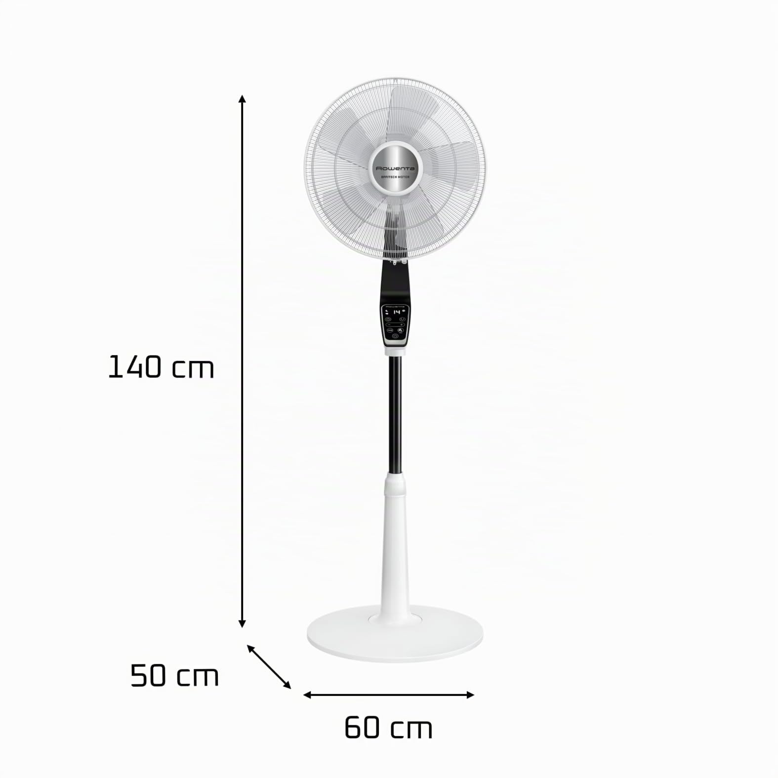 Rowenta Turbo Silence Extreme Ventilateur sur pied, Puissant, Silencieux, Écoénergétique, Design, Timer 12h, Télécommande VU5690F0, Blanc et Métallisé