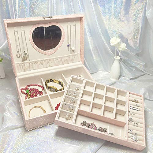 Boîte de rangement de bijoux double couche avec compartiments anti-rayures - 2