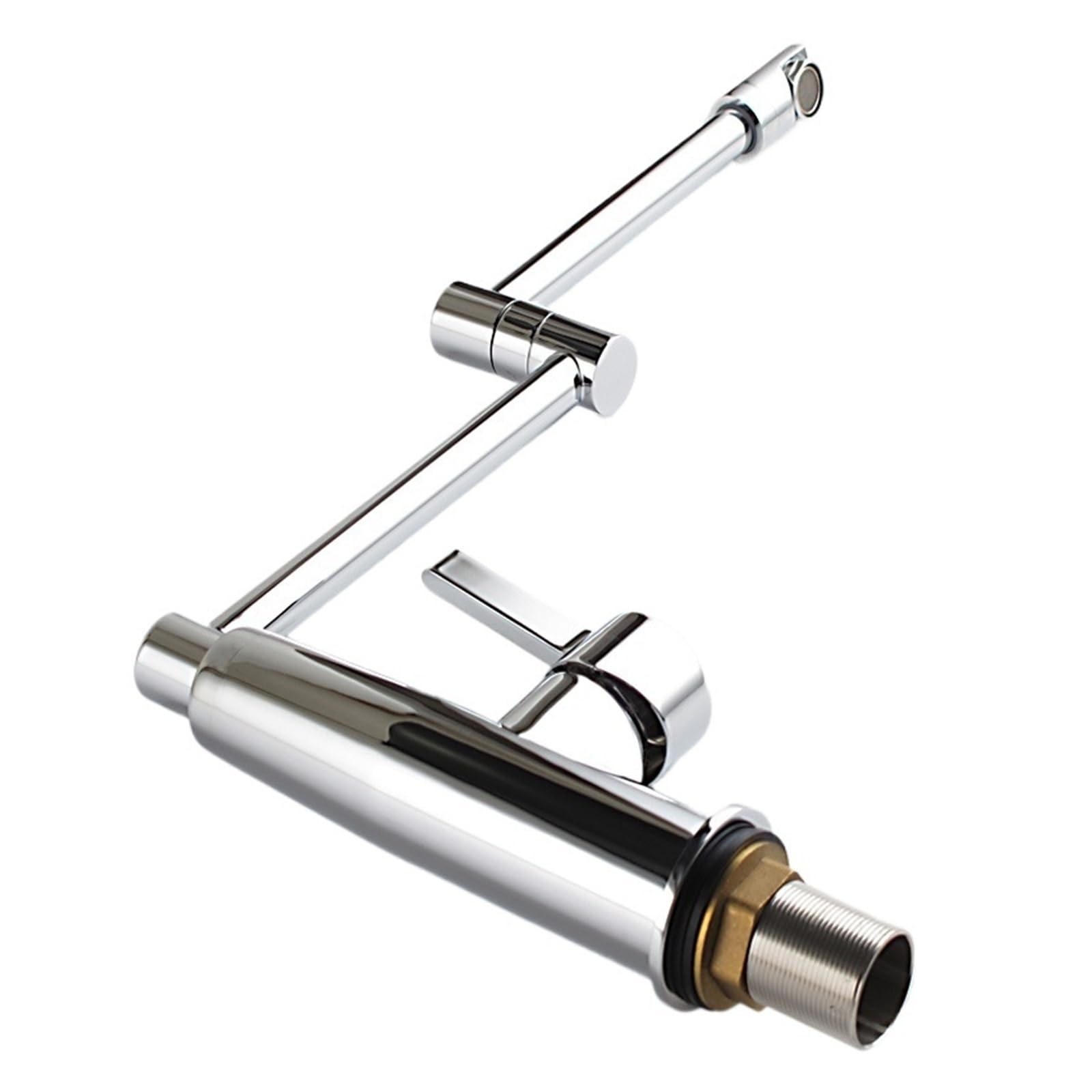 ZQFHSX Deck Mount Brass Folding 360 Degree Rotate Hot and Cold Kitchen Faucet Single Handle Chrome Mixer Tap DIY Renovation