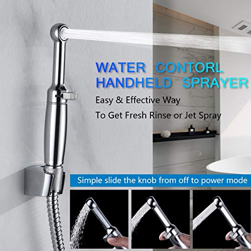 Handheld Bidet Sprayer for Toilet, Baby Cloth Diaper Sprayer Bathroom Bidet Attachment Chrome-Solid Brass-3 Years Warranty-Adjustable Pressure Contro