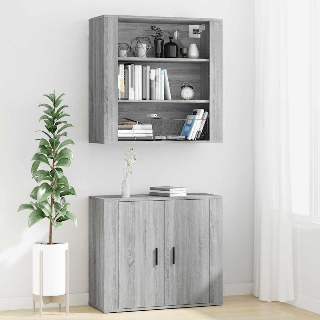 Sonoma szara szafka komodowa, 80 x 33 x 150 cm, materiał drewnopochodny, wszechstronne przechowywanie do salonu i kuchni, nowoczesny design mebli