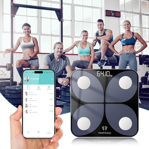Healthkeep Bascula de Baño Digital, Bascula Grasa Corporal y Muscular con App, Bascula Inteligente para Fitness, 13 Monitores de Composición Corporal Peso IMC Muscular - Imagen 5