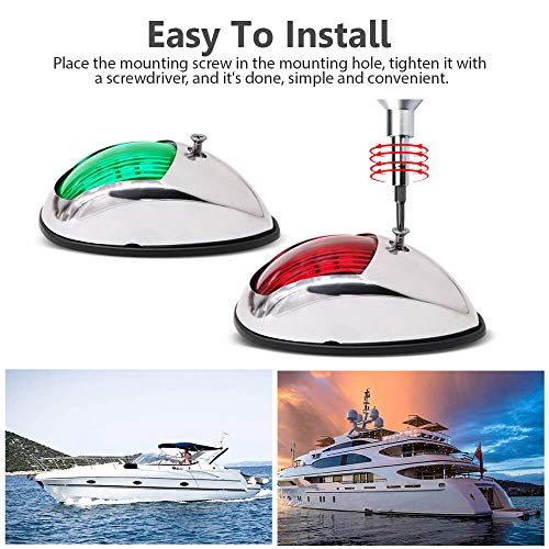 Obcursco Boat Navigation Lights, Led Boat Lights Bow And Stern, Vertical Mount Red And Green Marine Navigation Lights, Perfect Replacement For Pontoon, Bass Boat, Jon Boat (Sliver) #TOP3